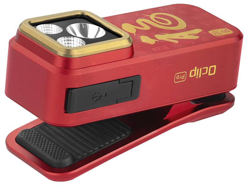 Rött handhållet instrument med svart pedalunderlag och övre displayfönster, visad i en produktstiliserad vy.