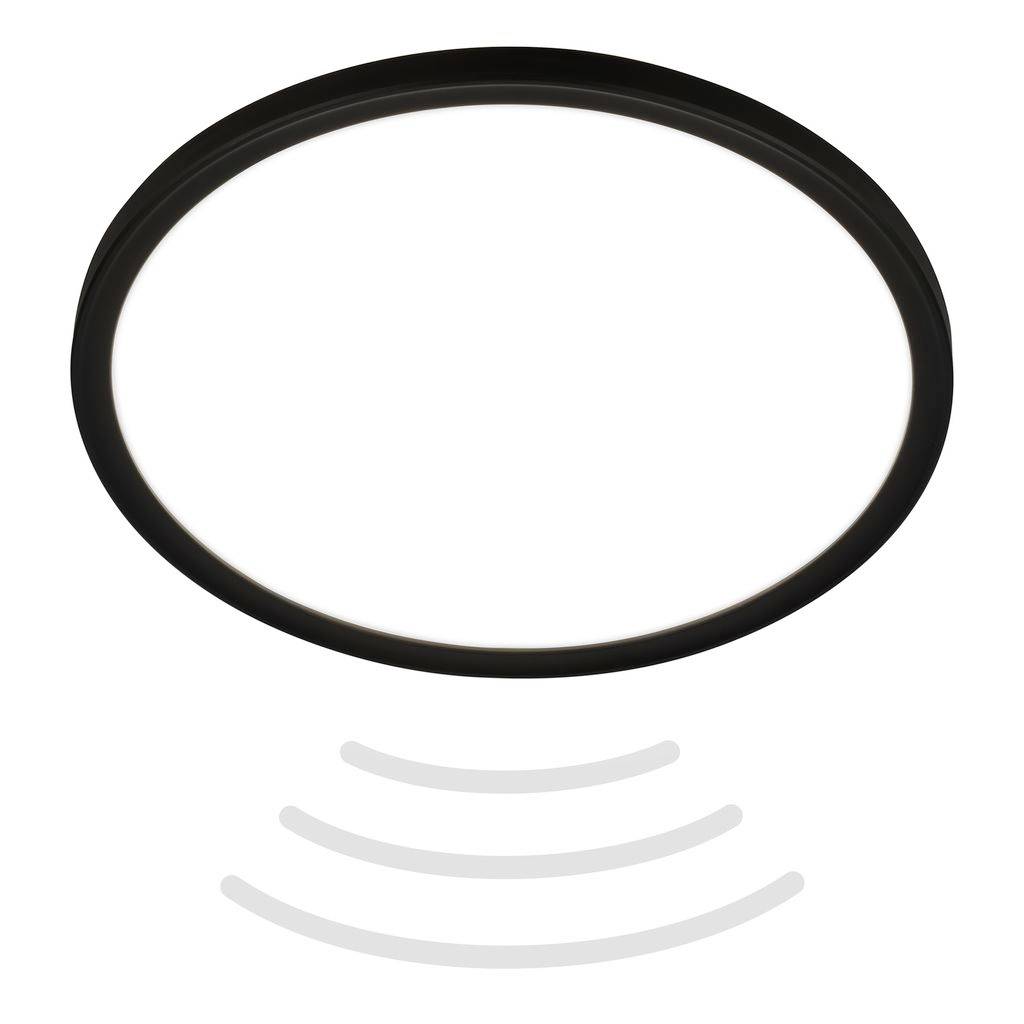 Svart oval ring med tre ljusgrå böjda linjer under den, som antyder vibration eller signalvågor.