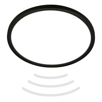 Svart oval ring med tre ljusgrå böjda linjer under den, som antyder vibration eller signalvågor.