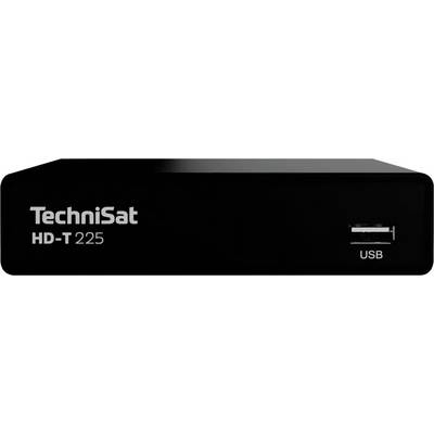 Framvy av en TechniSat HD-T 225 digital-TV-mottagare med en USB-port märkt "USB" på höger sida.