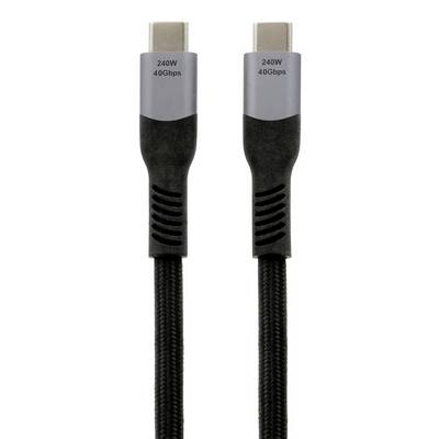 Två svarta USB-C-kablar med flätade ändar, var och en märkt "240W 40Gbps".