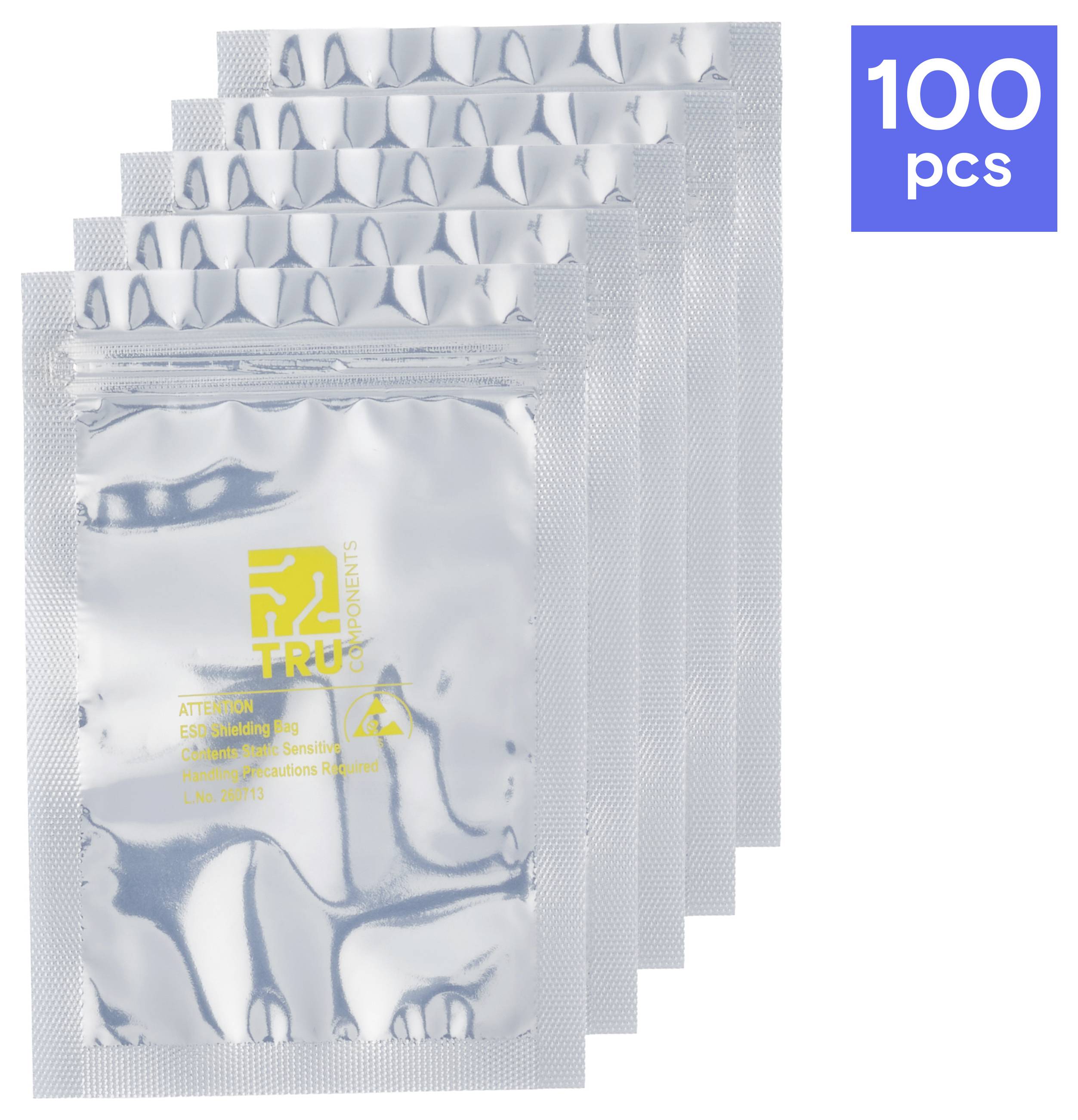 TRU COMPONENTS ESD-avskärmningspåsar ESD-påse (L x B) 152 mm x 102 mm ESD-kod S antistatisk Bag 100 st