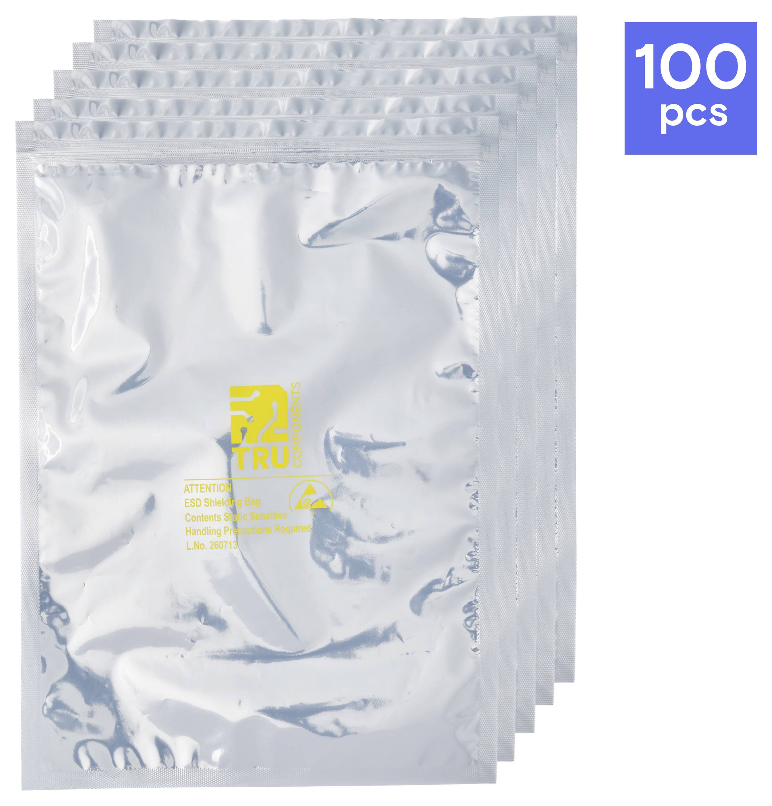 TRU COMPONENTS ESD-avskärmningspåsar ESD-påse (L x B) 350 mm x 250 mm ESD-kod S antistatisk Bag 100 st