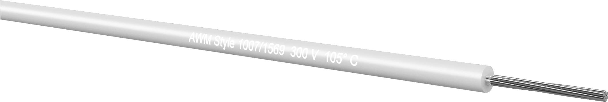 En silverfärgad isolerad kabel med exponerade metallledare på ena änden, visad mot en vit bakgrund.