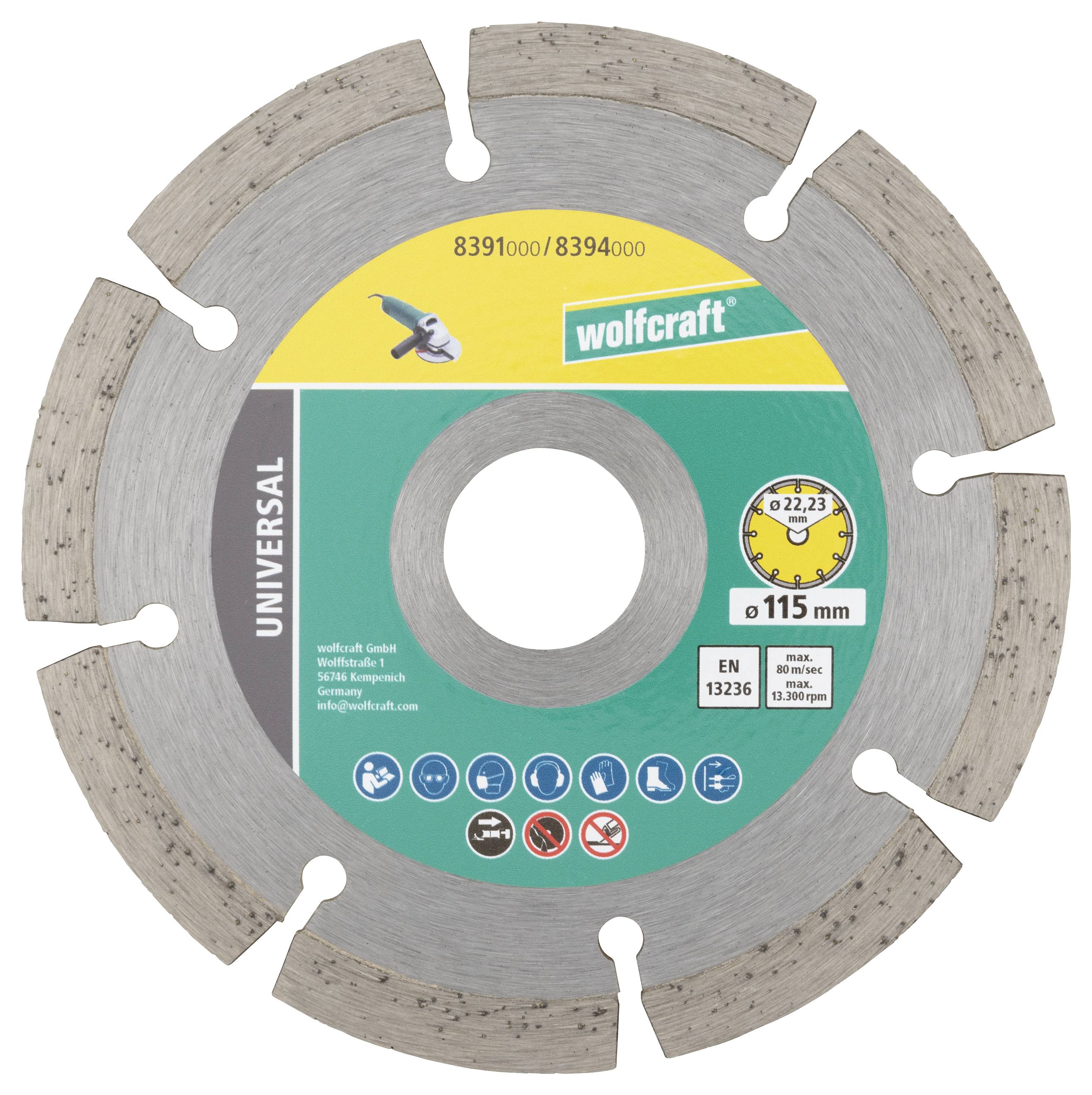 Wolfcraft 8394000 Diamantkapskiva 115 mm 22.23 mm 1 set-1