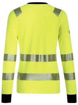Högsyn neongul långärmad säkerhetsskjorta med reflekterande silverband på bröst, ärmar och axlar.