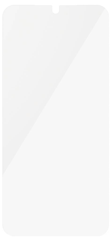 Tom vit smartphoneskärm mockup med rundade hörn och en liten top notch, visad vertikalt.