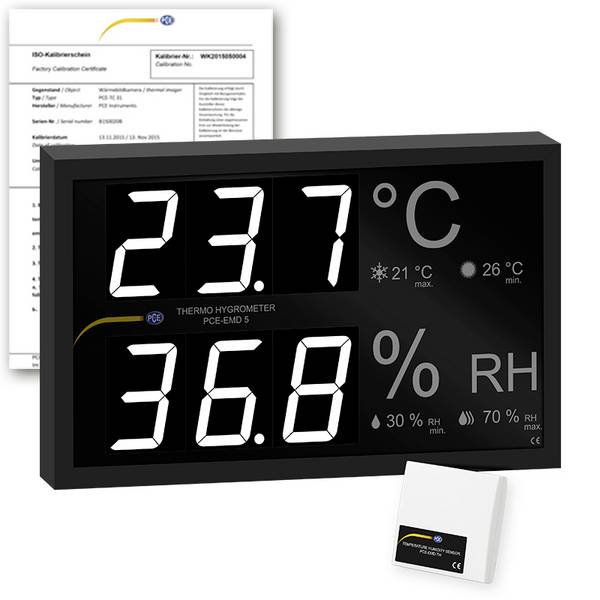 PCE Instruments PCE-EMD 5-ICA Digitaltermometer Kalibrerad (ISO) 0 - 50 °C
