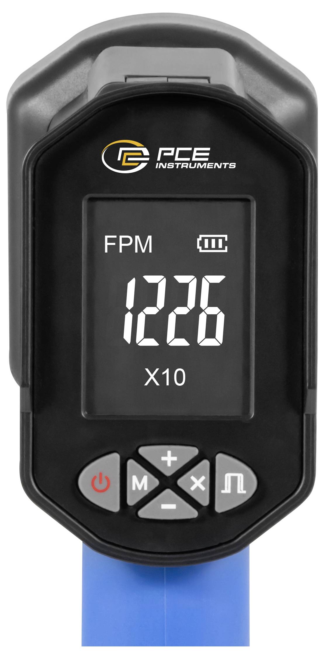 Handhållet PCE-instrument visar "FPM" med en avläsning på 1226 x10 på en digital display.