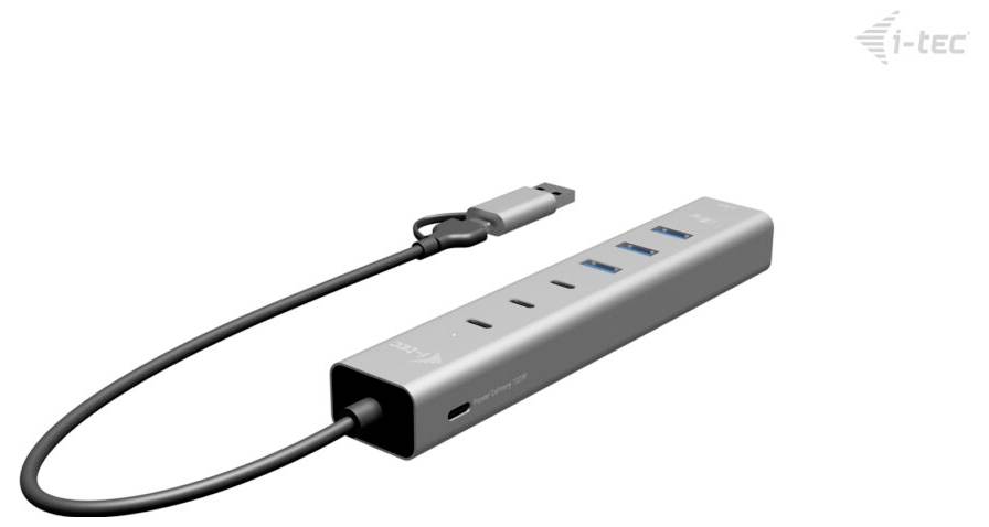 i-tec CAHUBMETAL6LANPD USB-hubb Silver USB-C/USB-A Metal HUB 6 port+GLAN-2