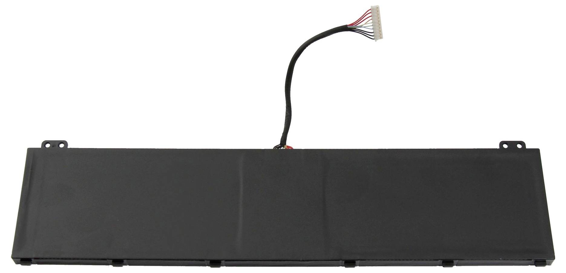Svart laptopbatteriladdare med bifogad kabel och kontakt på vit bakgrund.