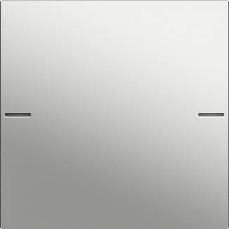 En plan silvergrå metallpanel med två små horisontella spalter, en nära den vänstra kanten och en nära den högra kanten.