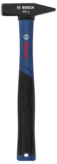 Bosch 300 g klabhammer med svart huvud och blåsvart handtag, visas på vit bakgrund.