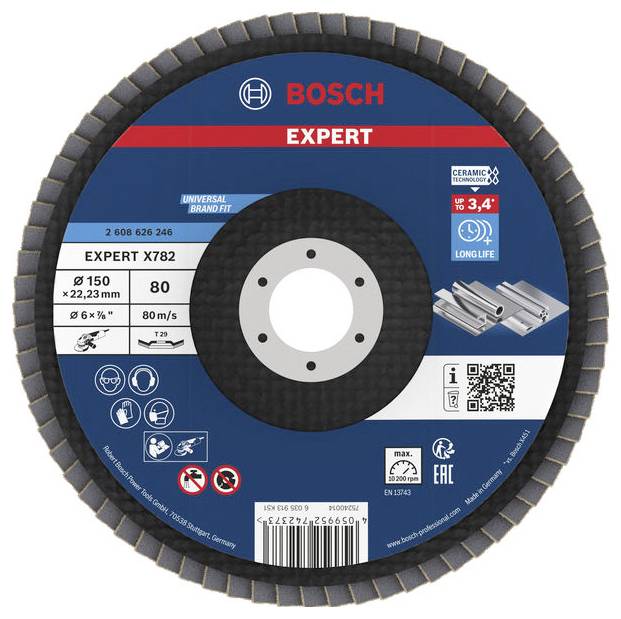 Bosch Accessories 2608626246 Klaffskiva Diameter 150 mm Kornighet=80 1 st-0