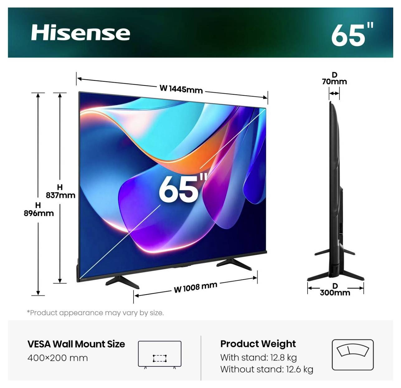 Hisense 65A6S LED-TV 164 cm 65 tum EEK E (A - G) Svart-1