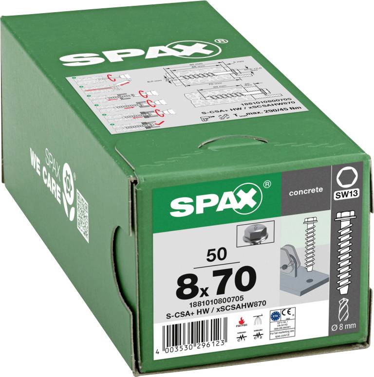SPAX 1881010800705 Betongskruv 8 mm 70 mm 50 st