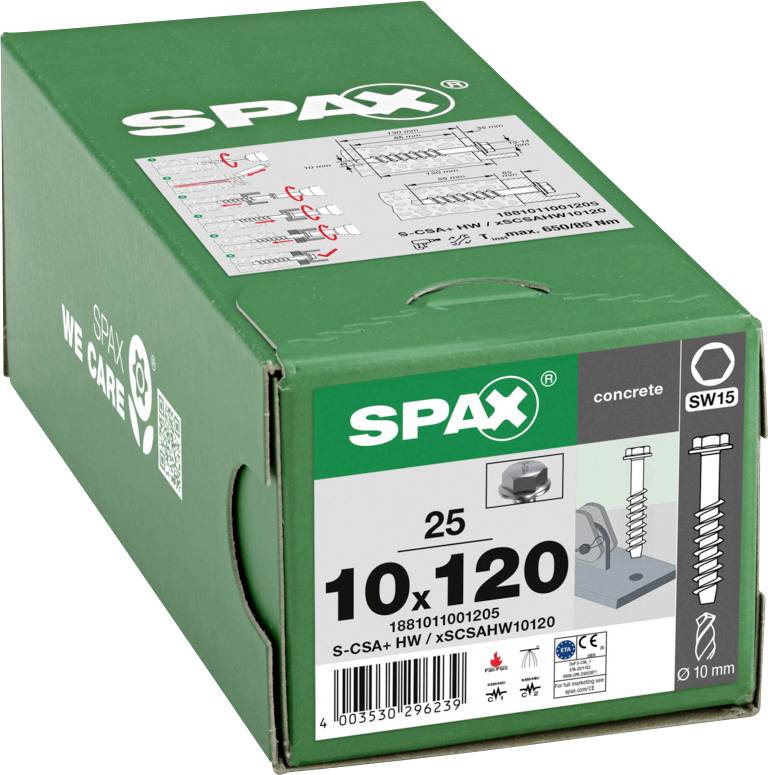 SPAX 1881011001205 Betongskruv 10 mm 120 mm 25 st