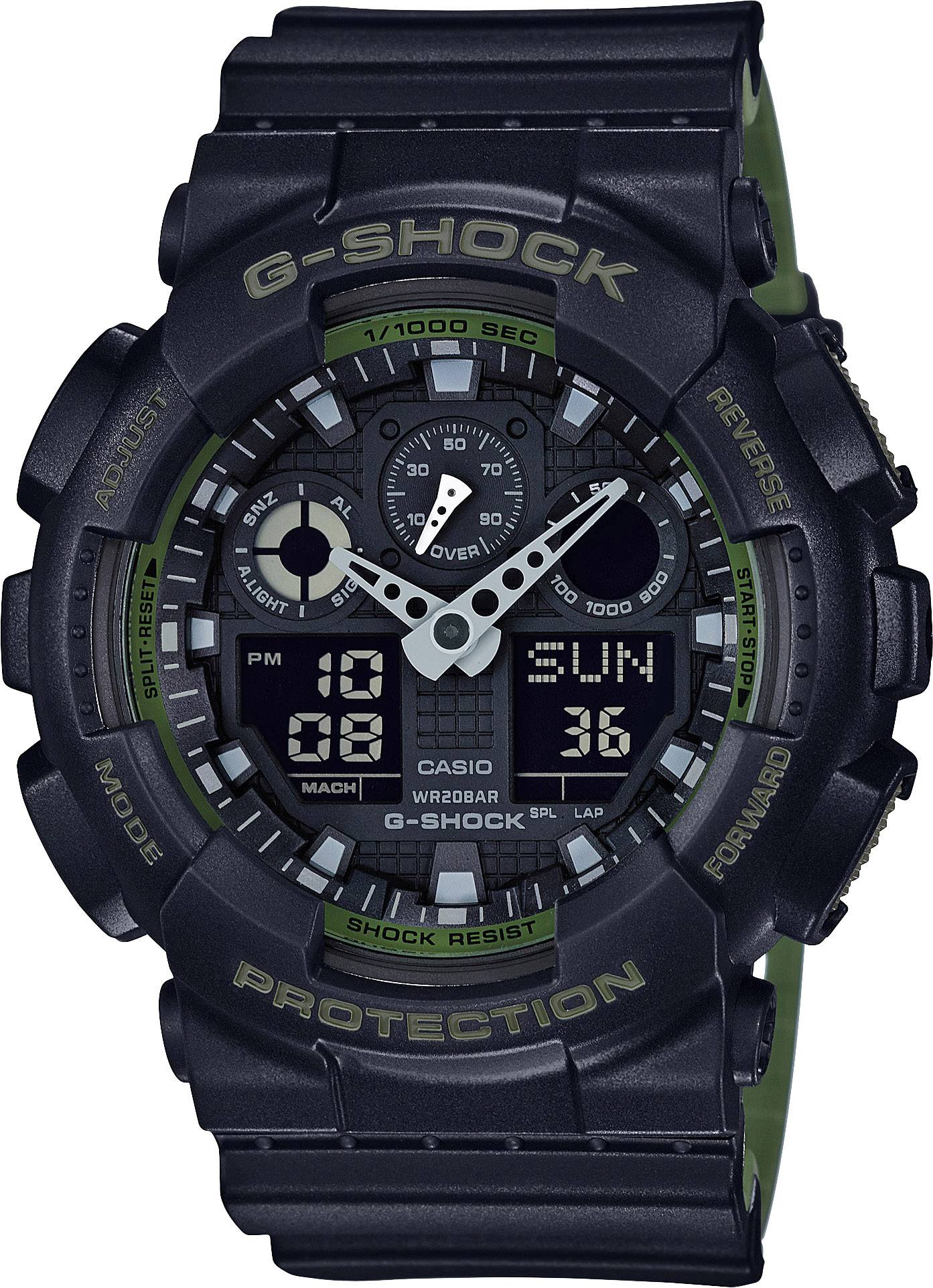 Armbandsur analog, digital Casio GA-100L-1AER Kvarts Grön, Svart