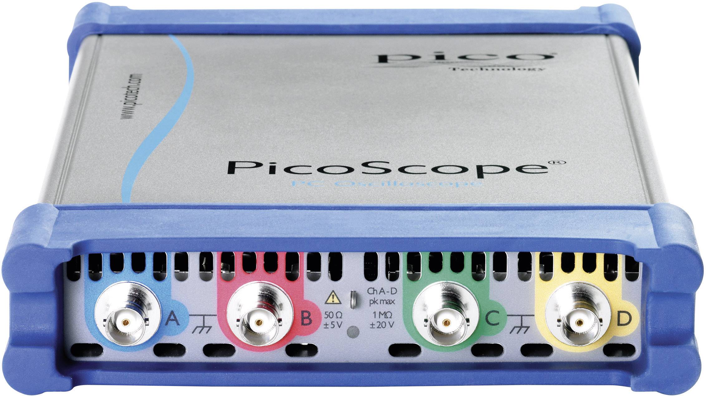 Pico Technology PP884 PC-oscilloskop Kalibrerad (SCS-godkänt laboratorium (SCS)) 250 MHz 4 kanaler 5 GSa/s 256 Mpts 8 Bit Digital lagring (DSO), Funktionsgenerator, Spectrum analysator, Mixed-Signal (MSO) 1 st