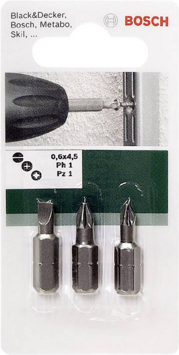 Bosch Accessories  2609255973 Bit-Set 3 delar Spår, Stjärnspår Phillips, Stjärnspår Pozidriv
