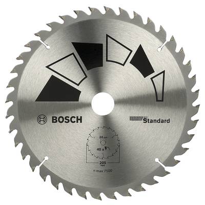 Bosch Accessories Standard 2609256822 Hårdmetall cirkelsågklinga 205 x 24 mm Antal tänder (per tum): 40 1 st