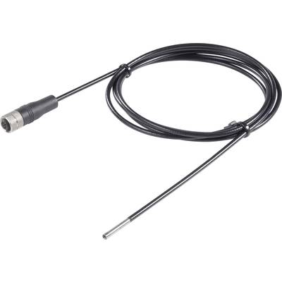 En svart kabel med en metallsensor i ena änden och en kontakt i den andra änden, lämplig för elektroniska enheter.