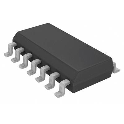 'En svart IC-krets med åtta metallkontakter på varje sida, typisk för elektroniska kretsar.'