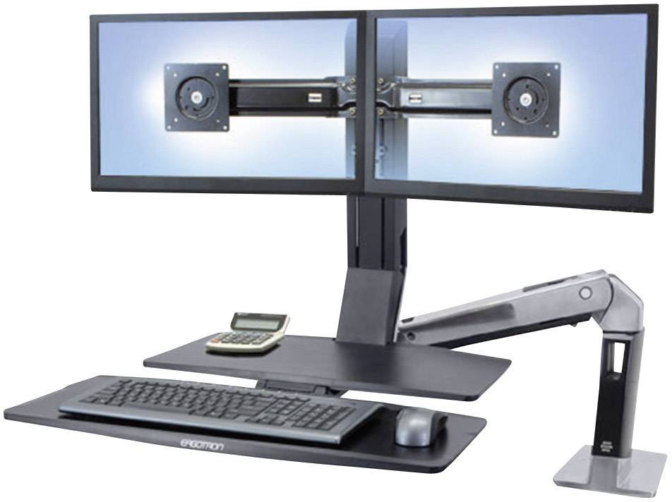 Ergotron WorkFit-A Monitor bordsfäste 25,4 cm (10") - 61 cm (24") Justerbar i höjd, Tangentbordsbricka, Tiltbar, Svängbar, Roterbar
