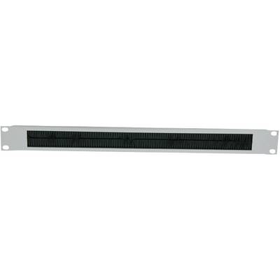 Ett rektangulärt, horisontellt ventilationsgaller med svart nät och vit ram. Det används för att täcka en ventilationskanal.