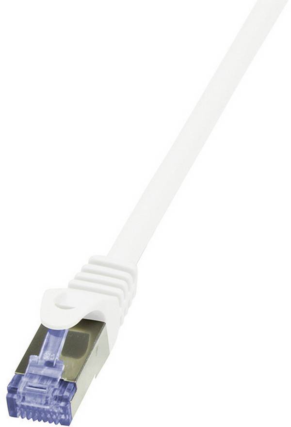 LogiLink CQ3111S RJ45 Nätverkkabel, Patchkabel CAT 6A S/FTP 20.00 m Vit Flamskyddsmedel, med låsskydd 1 st