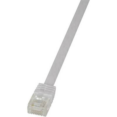 En grå Ethernet-kabel med en genomskinlig RJ-45-kontakt, som används för nätverksanslutning.