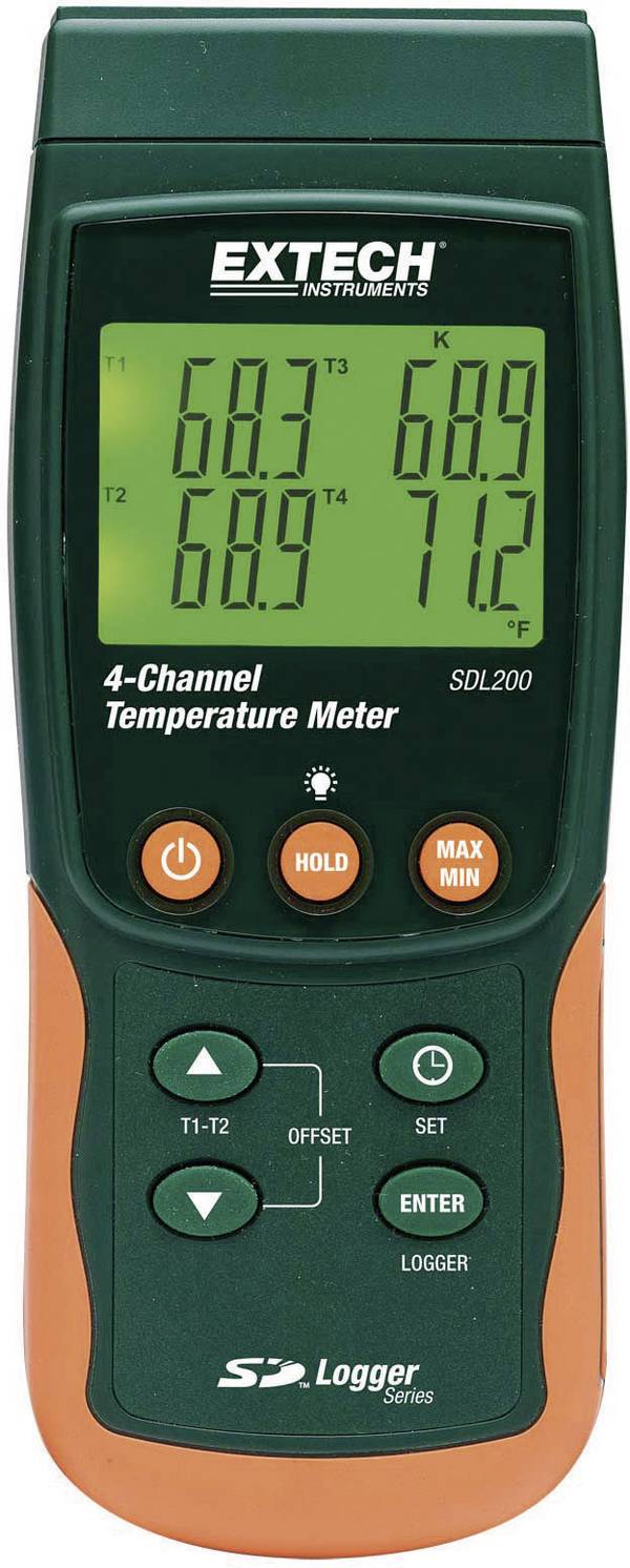 Extech SDL200 Temperaturmätare -199 - +1700 °C Sensortyp K, J, T, E, R, S, Pt100 Datalogger-funktion
