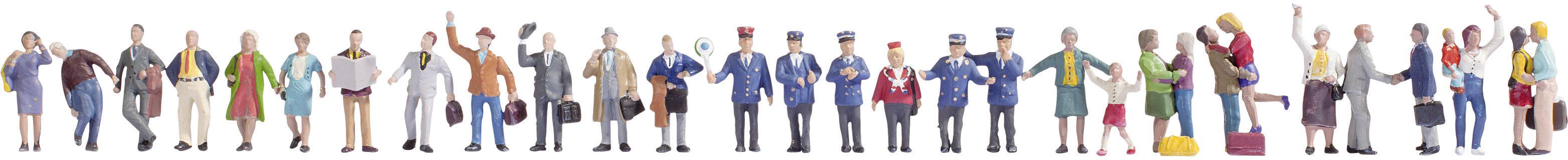 En rad figurer som representerar olika yrken, som läkare, polis, kock och byggnadsarbetare, i färgglada kläder.