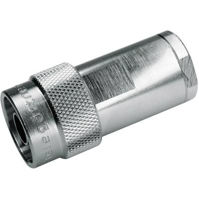 Metalliskt snabbstängningsventil med räfflat handtag. Används för enkla och fasta anslutningar i hydrauliska system.