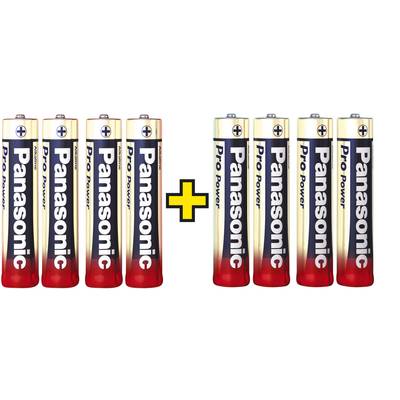 Batteri AAA (R03) Alkaliskt Panasonic Pro Power 4+4 gratis  1.5 V 8 st