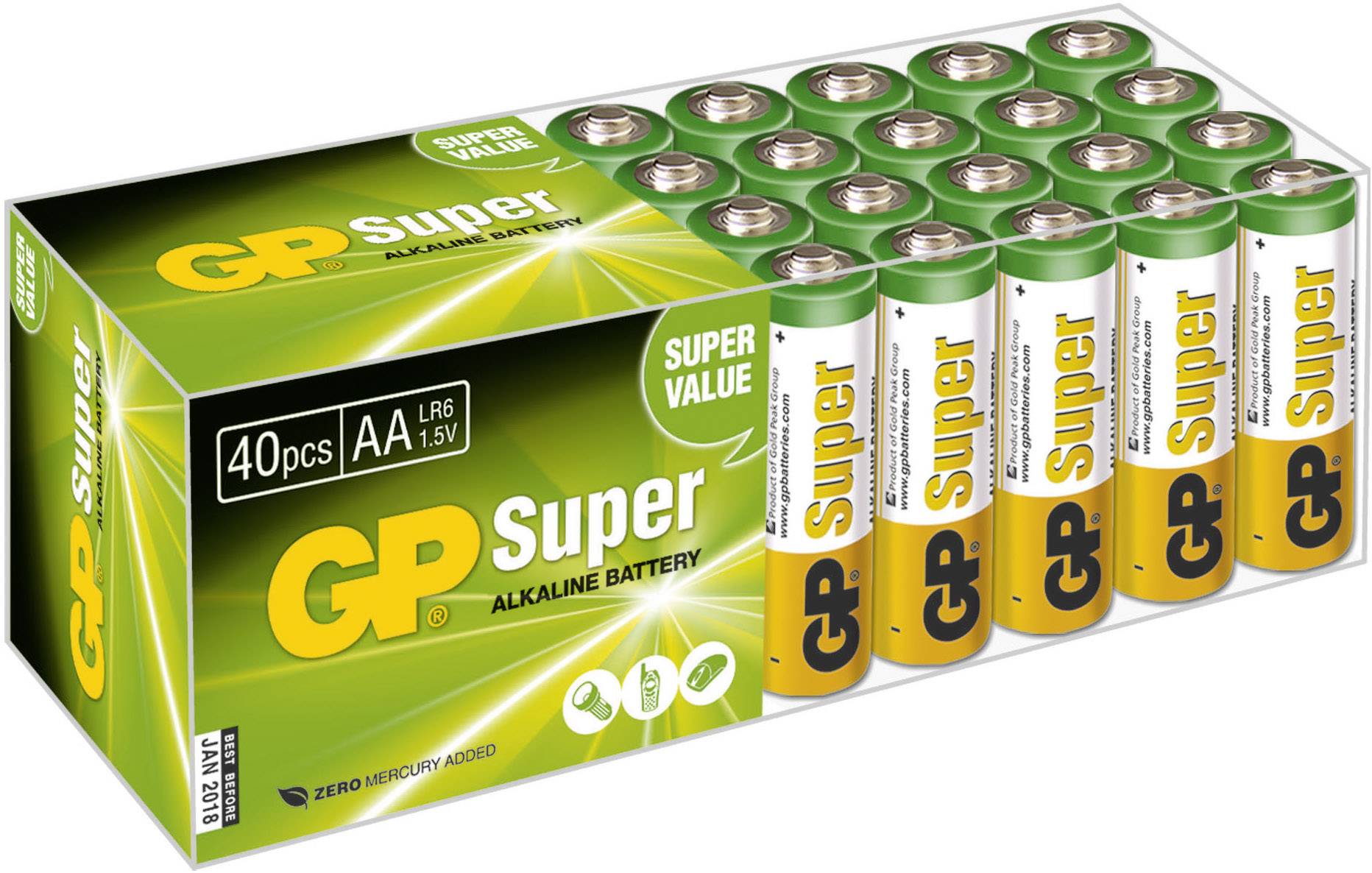 GP Super Batteri AA (R6) Alkaliskt 1.5 V 40 st-7