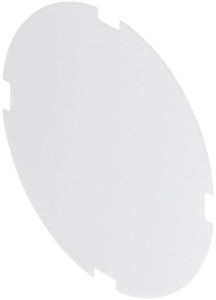 En transparent, oval plastskiva med口口口 vid kanten.