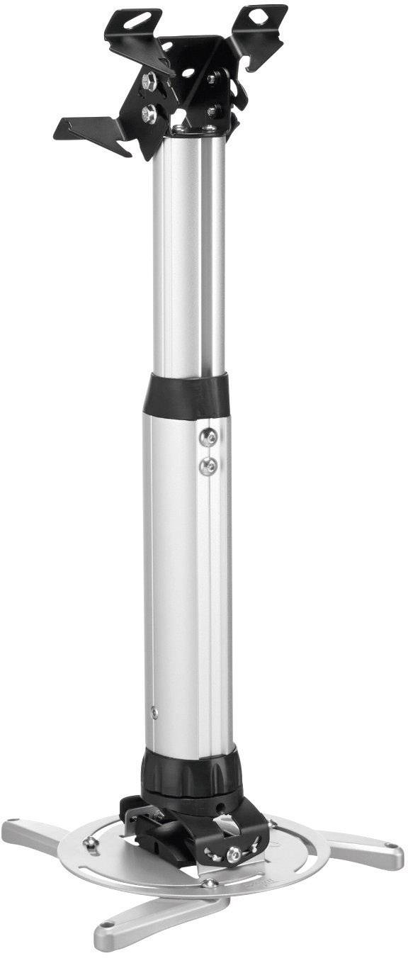 Takfäste i silver, lämplig för projektorer. Justerbar höjd, robust metallkonstruktion, passar för olika rumsstorlekar.