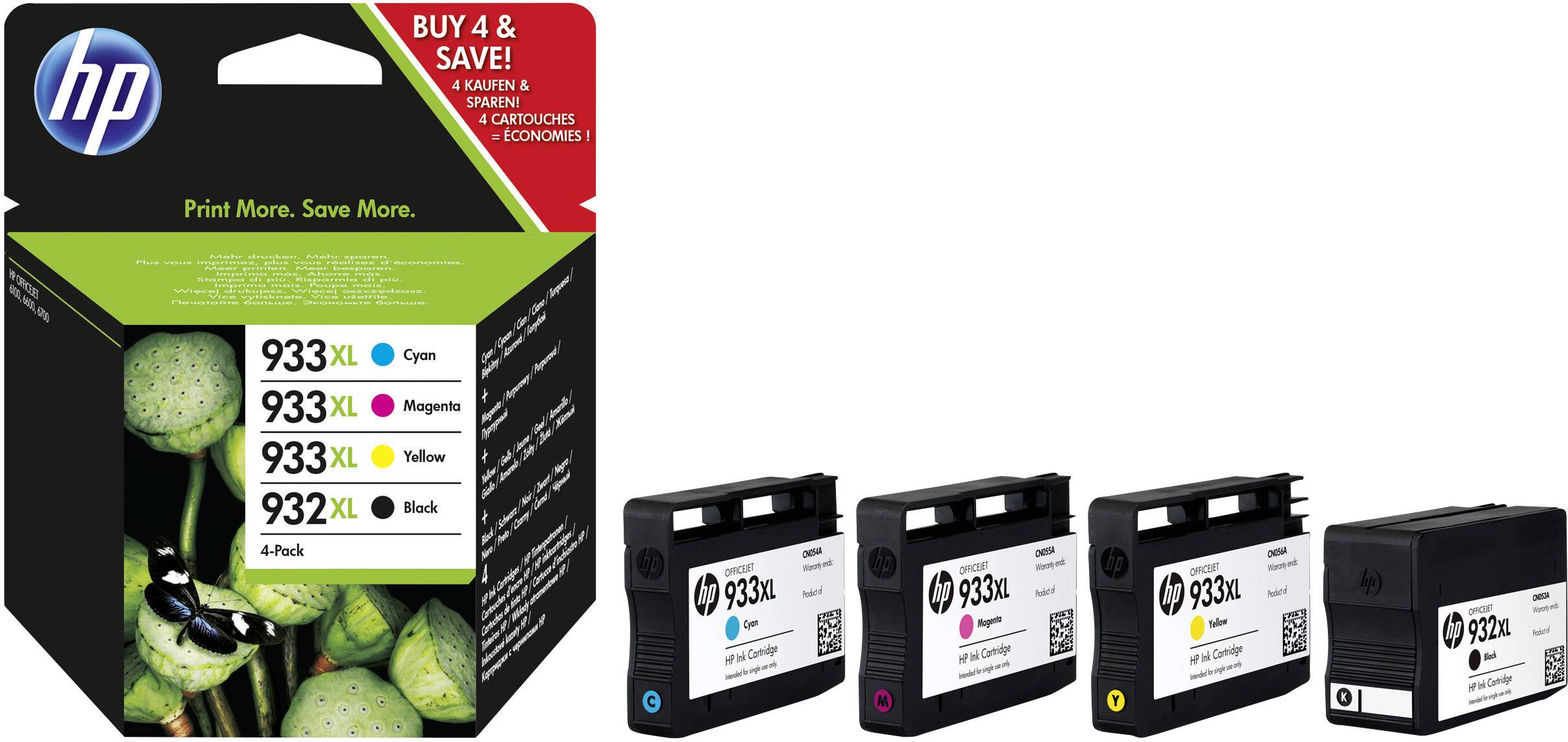 HP Bläck 932XL/933XL Original Kombi-pack Svart, Cyan, Magenta, Gul C2P42AE Bläck