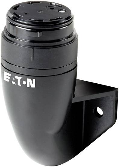 Svart cylindrisk sensor med monteringsfäste, märkt med 'EATON', avsedd för objektdetektering i industriella tillämpningar.