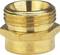 En mässingsgängadapter med ytterginga upptill och en slät nedre sektion. Den används för att ansluta rör.