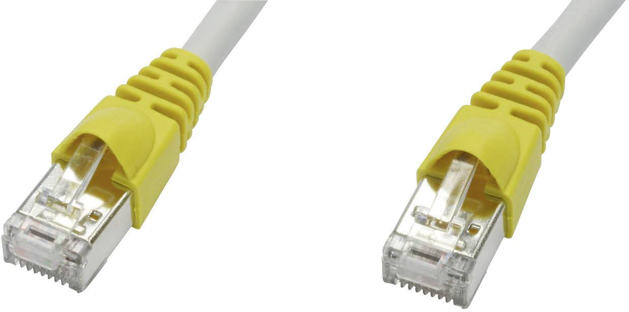 Telegärtner RJ45 (korsade) Nätverkkabel Anslutningskabel CAT 6A S/FTP 7.50 m Grå Flamskyddsmedel, med låsskydd