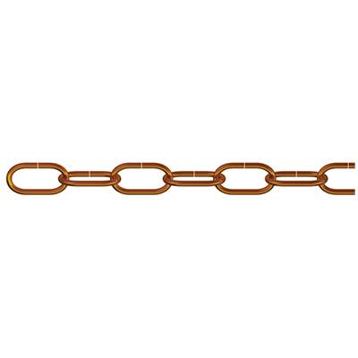 En horisontell metallkedja med ovala länkar.