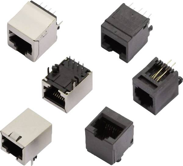 MH Connectors MHRJJ88NFV RJ45-anslutning för inbyggnad 2101-0110-13 Hona inbyggd vertikal  Poler: 8P8C  Svart 1 st