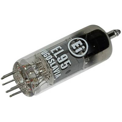 Elektronrör av typen EL95, tillverkat i Jugoslavien av märket "Ei". Designen visar flera stift för elektroniska anslutningar.