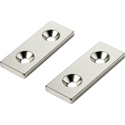 TRU COMPONENTS W40L15T3-2M4 Permanentmagnet Rektangulär (L x B x H) 40 x 15 x 3 mm N35 Gränstemperatur (max.): 80 °C