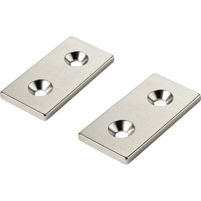 TRU COMPONENTS W40L20T3-2M4 Permanentmagnet Rektangulär (L x B x H) 40 x 20 x 3 mm N35 Gränstemperatur (max.): 80 °C
