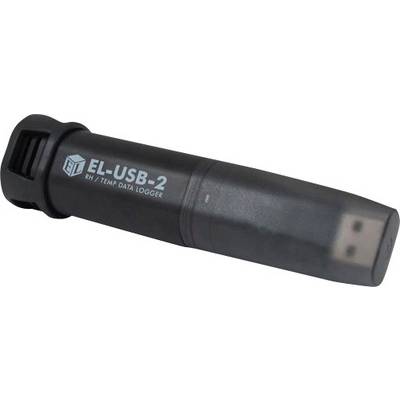 USB-datalogger märkt 'EL-USB-2' för mätning av fuktighet och temperatur, svart hölje.