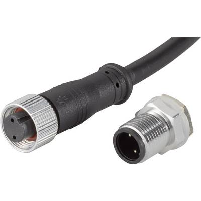 En svart kabel med en metallkontakt samt en separat metalladapter. Båda har cirkelformade kontaktdon.