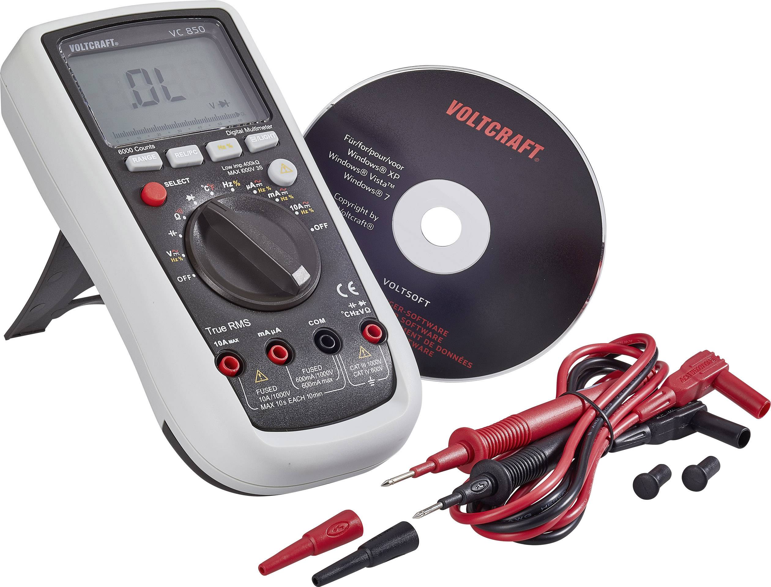 VOLTCRAFT VC850 Handmultimeter digital CAT III 1000 V, CAT IV 600 V Display (Beräkningar): 6000-11